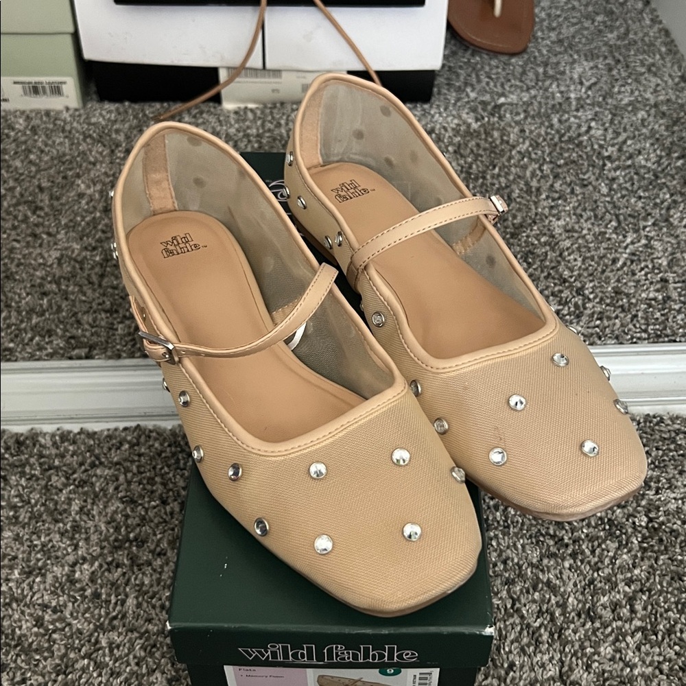 Wild Fable Tan Flats with Silver Accents